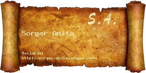 Sorger Anita névjegykártya